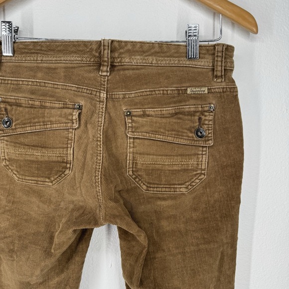Vintage Y2K Cargo Corduroy Pants Women's Size 7 Brown Low Rise Flared Grunge 90s - Picture 6 of 8